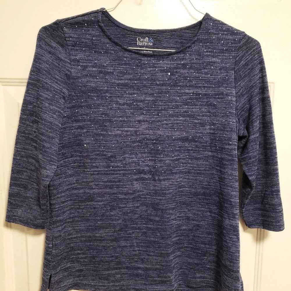 CROFT AND BARROW TOP LIGHT SWEATER SHIRT - 3/4 SLEEVE - WOMENS S - RN 157461